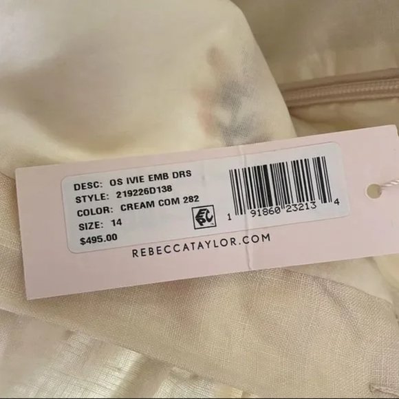 Rebecca Taylor Ivie Off the Shoulder Embroidered Linen Dress - Picture 7 of 8